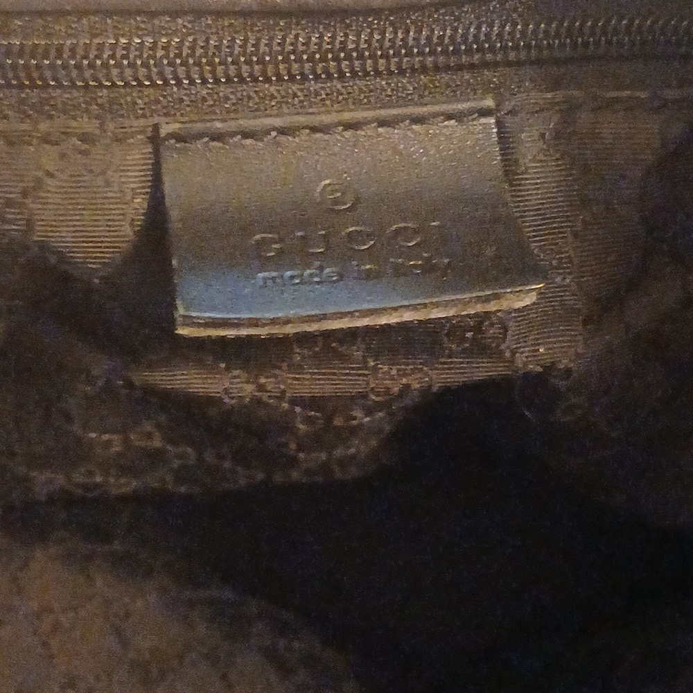 Authenti Gucci Web Sherry Line Shoulder Tote Bag Dark Gray And Black Canvas - Picture 14 of 15